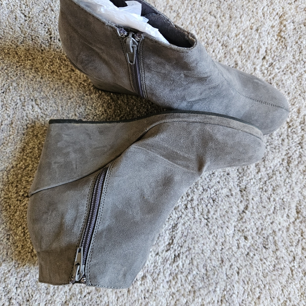 Gray Wedge Ankle Boots - Picture 2 of 2